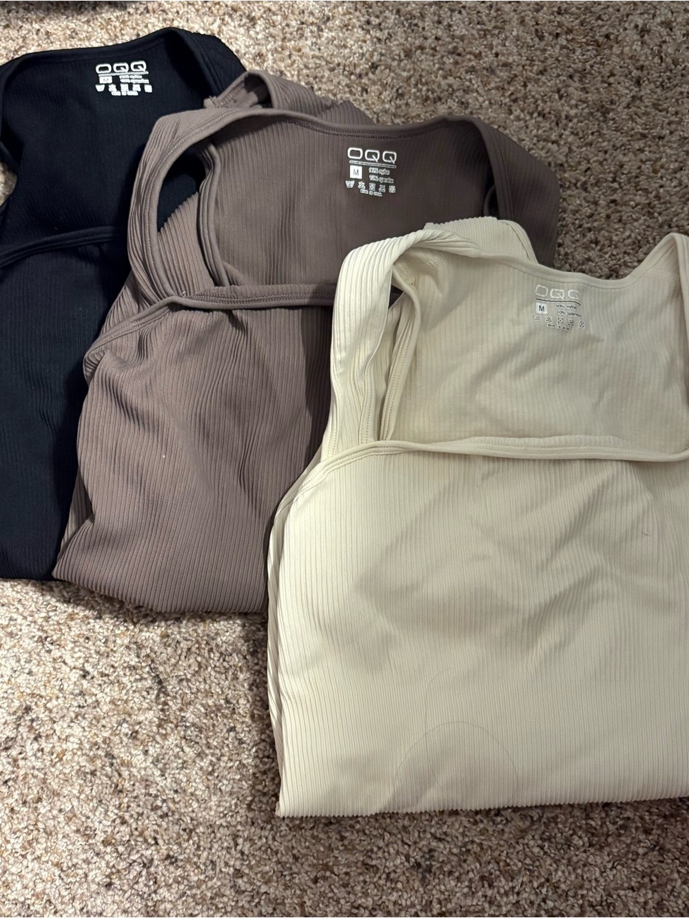 Ribbed Tank Tops Trio - Black, Taupe, Cream